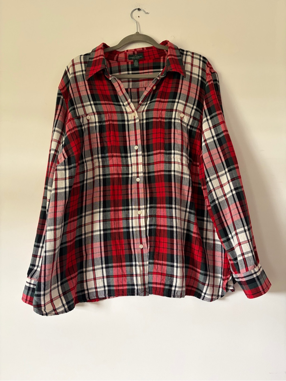 Lauren Ralph Lauren flannel button down plaid shirt size 3X Christmas holiday
